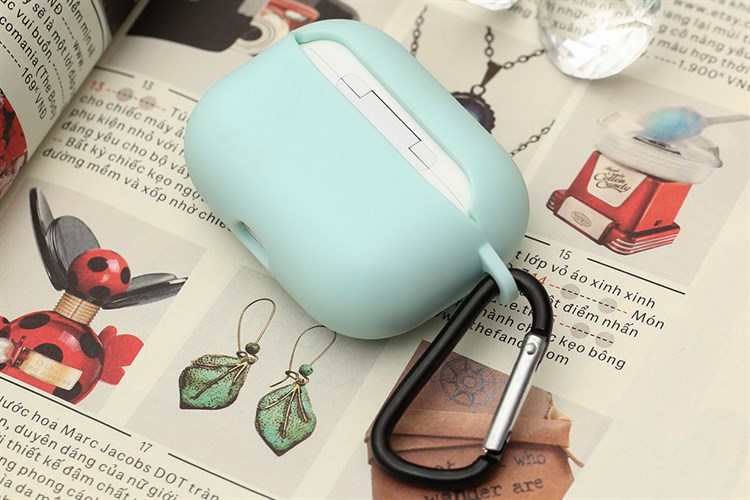 Túi đựng AirPods Pro Nhựa dẻo TPU kèm móc JM SN12 Màu Xanh mint