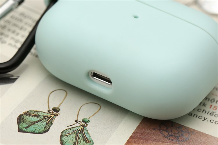 Túi đựng AirPods Pro Nhựa dẻo TPU kèm móc JM SN12 Màu Xanh mint