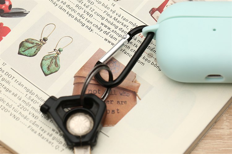 Túi đựng AirPods Pro Nhựa dẻo TPU kèm móc JM SN12 Màu Xanh mint