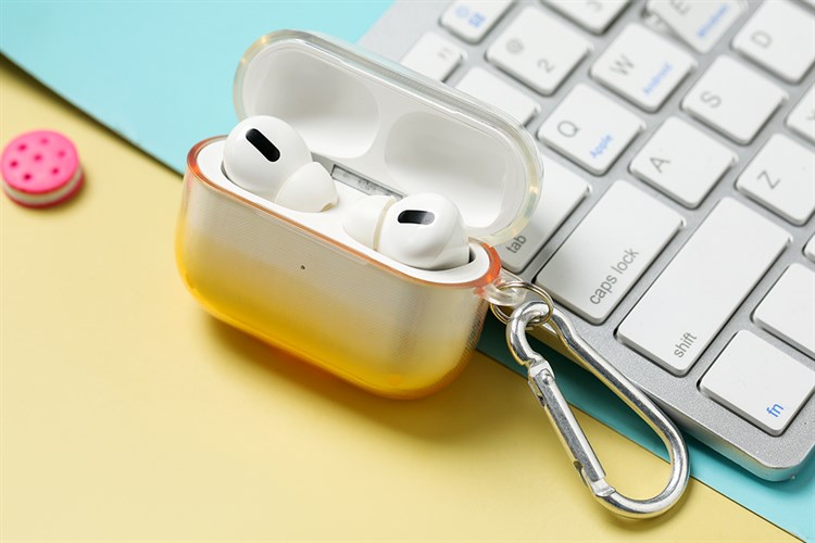 Túi đựng Airpods Pro Nhựa dẻo TPU kèm móc JM NAP18 Màu Vàng