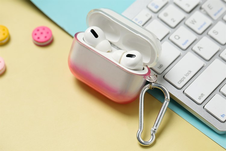 Túi đựng Airpods Pro Nhựa dẻo TPU kèm móc JM NAP18 Màu Hồng
