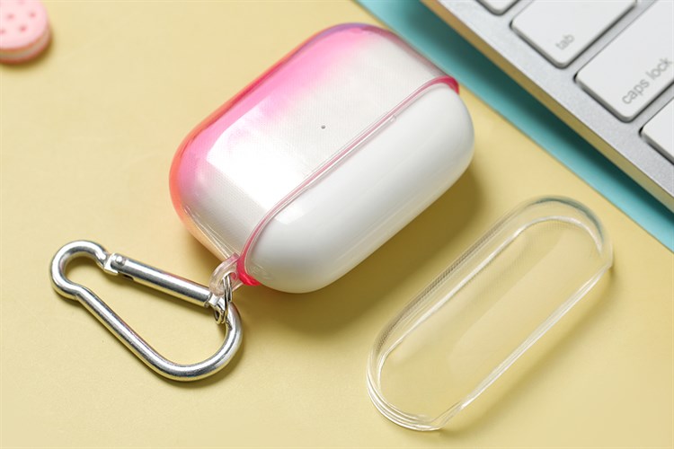 Túi đựng Airpods Pro Nhựa dẻo TPU kèm móc JM NAP18 Màu Hồng