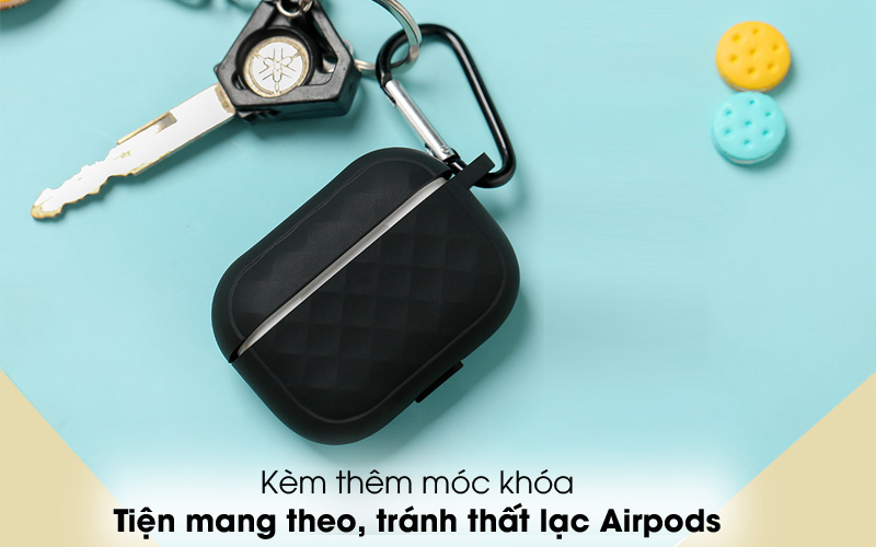 Có móc khóa - Túi đựng Airpods Pro Nhựa dẻo Silicone NAP07
