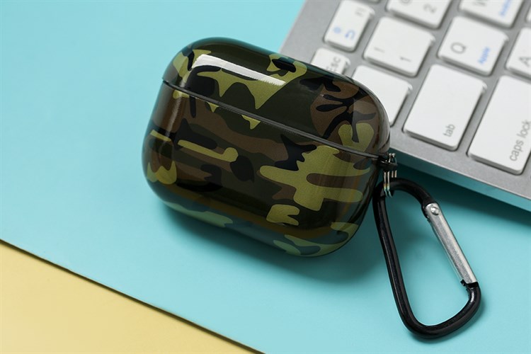 Túi đựng Airpods Pro Nhựa dẻo TPU IMD kèm móc JM NAP51 Màu Xanh bộ đội