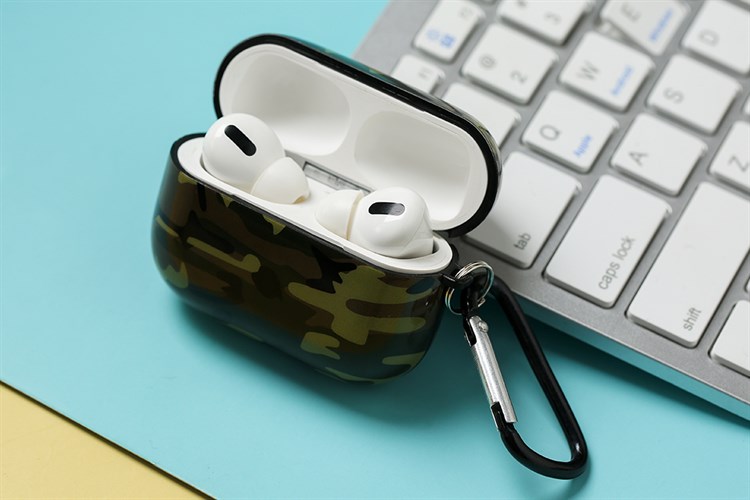 Túi đựng Airpods Pro Nhựa dẻo TPU IMD kèm móc JM NAP51 Màu Xanh bộ đội