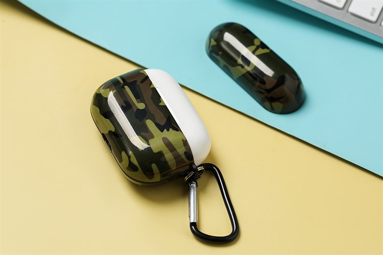 Túi đựng Airpods Pro Nhựa dẻo TPU IMD kèm móc JM NAP51 Màu Xanh bộ đội