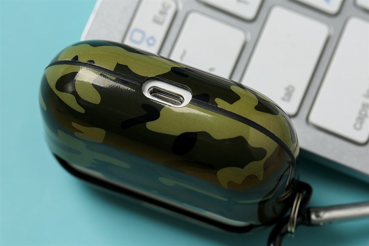 Túi đựng Airpods Pro Nhựa dẻo TPU IMD kèm móc JM NAP51 Màu Xanh bộ đội