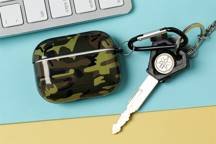 Túi đựng Airpods Pro Nhựa dẻo TPU IMD kèm móc JM NAP51 Màu Xanh bộ đội