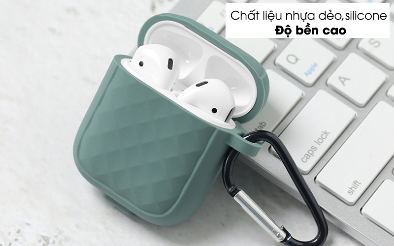 Túi đựng Airpods 1 & 2 Nhựa dẻo Silicone NAP07 JM Lục Lam - Bảo vệ Airpods an toàn khi không may có va đập
