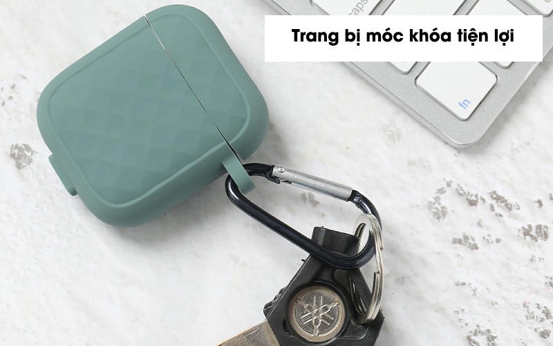 Túi đựng Airpods 1 & 2 Nhựa dẻo Silicone NAP07 JM Lục Lam - Móc khóa