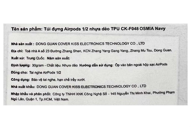 Túi đựng Airpods Pro Nhựa dẻo TPU OSMIA CK-F048 Màu Xanh Navy