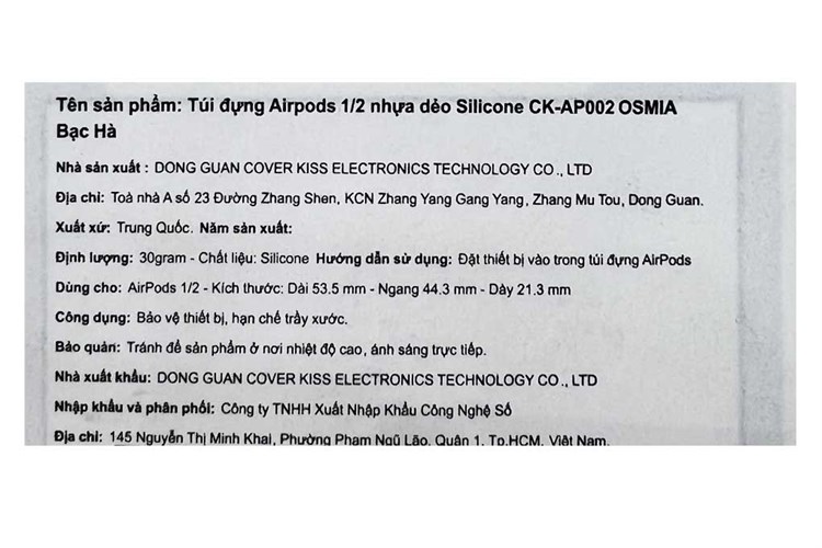 Túi đựng Airpods 1 & 2 Nhựa dẻo OSMIA CK-AP002 Màu Xanh ngọc
