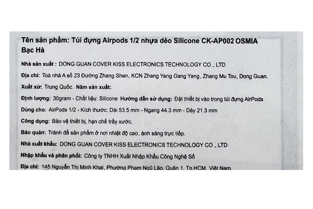 Túi đựng Airpods 1 & 2 Nhựa dẻo OSMIA CK-AP002 Màu Xanh ngọc