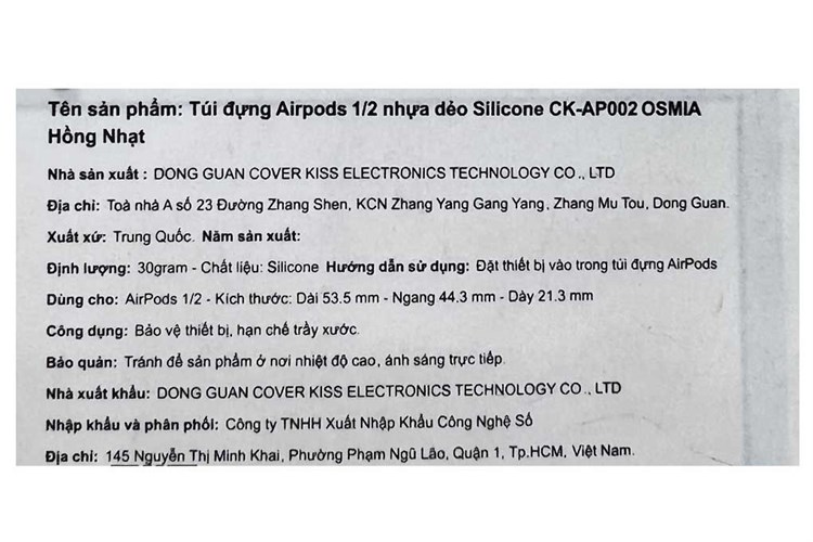 Túi đựng Airpods 1 & 2 Nhựa dẻo OSMIA CK-AP002 Màu Hồng