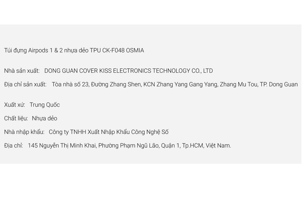 Túi đựng Airpods 1 & 2 nhựa dẻo TPU OSMIA CK-F048 Màu Xanh Navy