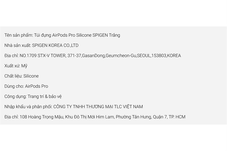 Túi đựng AirPods Pro Silicone SPIGEN Trắng Màu Trắng