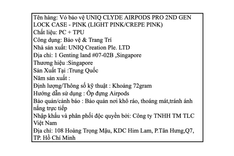 Túi đựng AirPods Pro 2 nhựa PC TPU UniQ Clyde Lock Case Màu Hồng