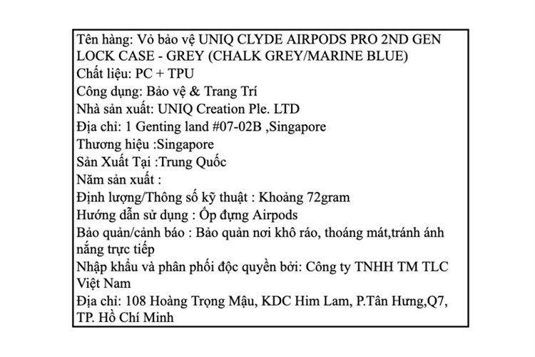 Túi đựng AirPods Pro 2 nhựa PC TPU UniQ Clyde Lock Case Màu Xám