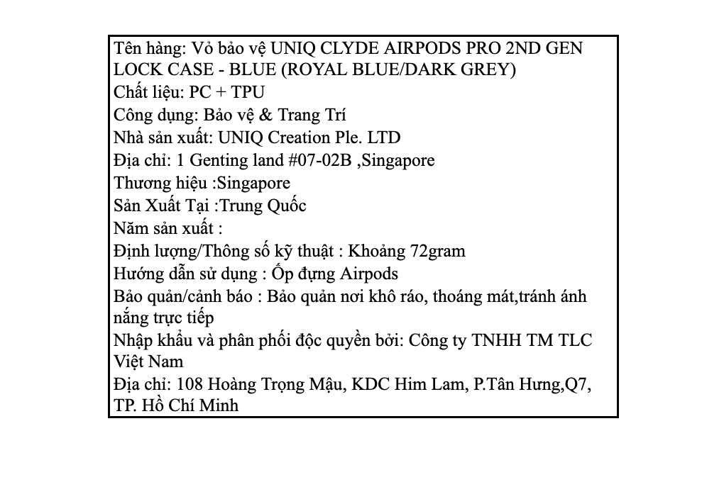 Túi đựng AirPods Pro 2 nhựa PC TPU UniQ Clyde Lock Case Màu Xanh Dương