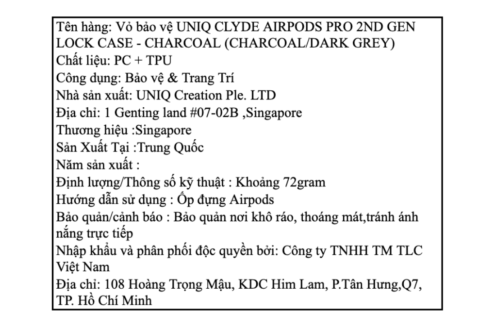 Túi đựng AirPods Pro 2 nhựa PC TPU UniQ Clyde Lock Case Màu Đen