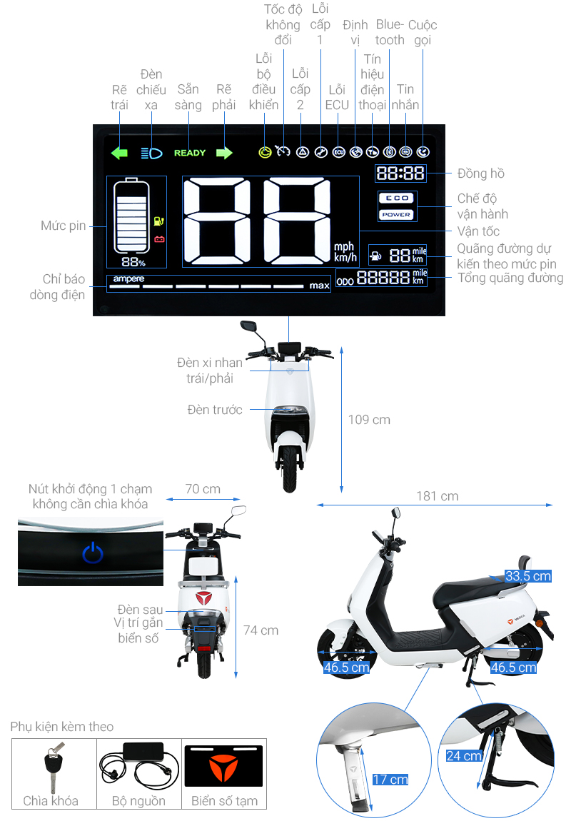 Xe máy điện Yadea G5 Trắng