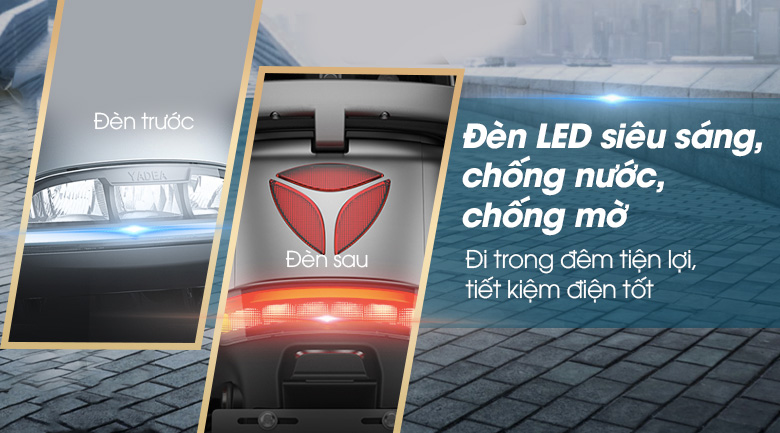 Đi đêm dễ dàng, an toàn khi trang bị hệ thống đèn LED - Xe máy điện Yadea G5 Trắng Đi đêm dễ dàng, an toàn khi trang bị hệ thống đèn LED - Xe máy điện Yadea G5
