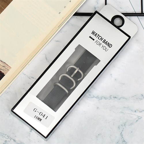 Dây da đồng hồ 16mm G041 Đen