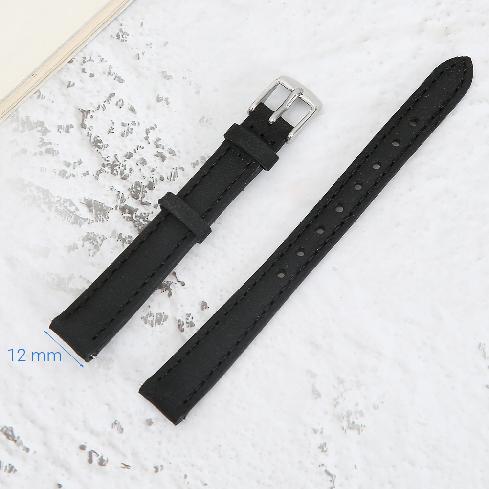 Dây da đồng hồ 12 mm đen G027 chính hãng