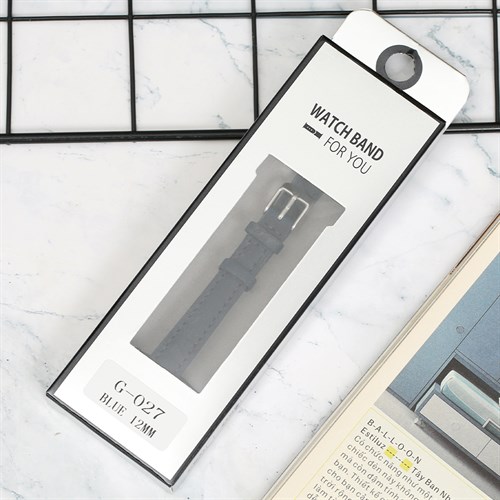 Dây da tổng hợp đồng hồ 12mm G027 Xanh dương Màu Xanh Dương