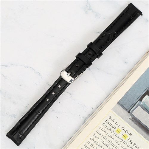 Dây da tổng hợp đồng hồ 12mm G069 Đen Màu Đen
