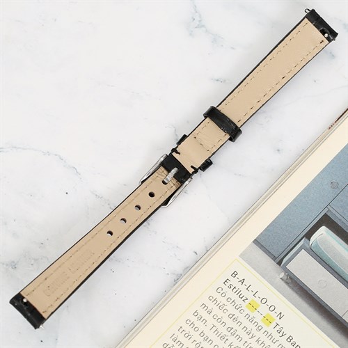 Dây da tổng hợp đồng hồ 12mm G069 Đen Màu Đen