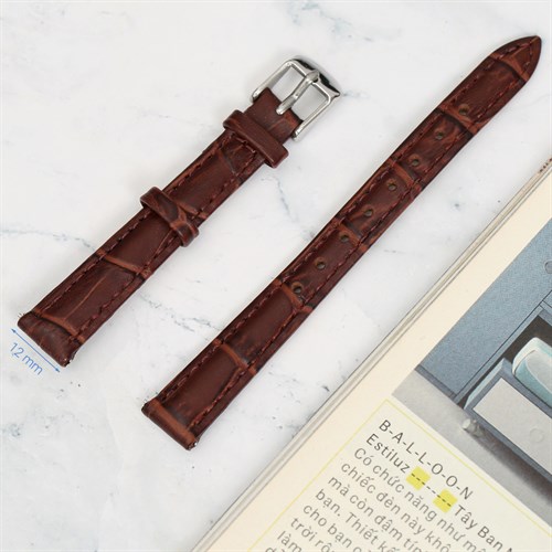 Dây da tổng hợp đồng hồ 12mm G071 Nâu Màu Nâu