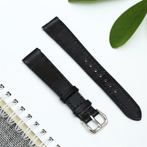 Dây da tổng hợp đồng hồ 16mm DVM1K1 Đen Màu Đen