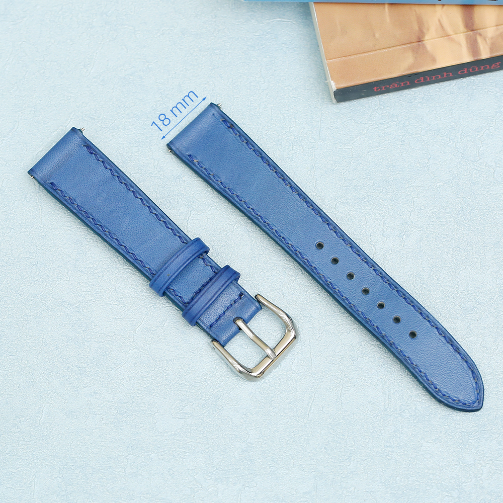 Dây da đồng hồ 18 mm xanh dương DVM1K1