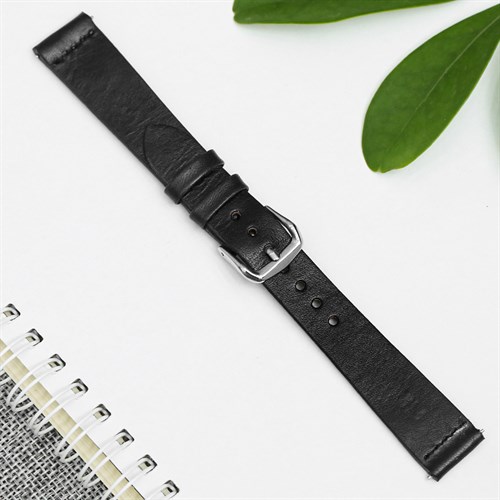 Dây da tổng hợp đồng hồ 16mm DVM1K3 Đen Màu Đen