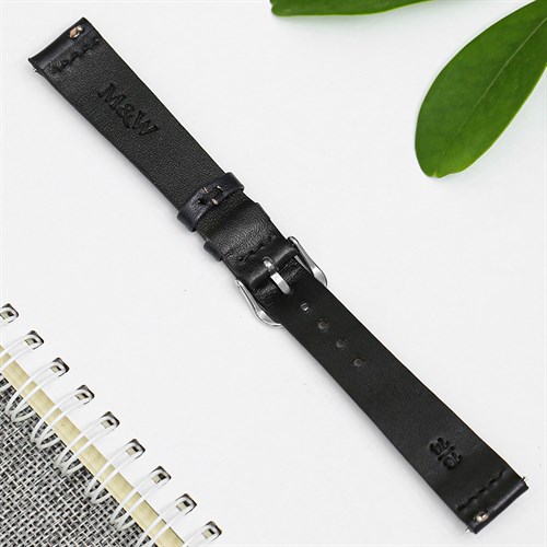 Dây da tổng hợp đồng hồ 16mm DVM1K3 Đen Màu Đen