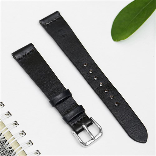 Dây da tổng hợp đồng hồ 16mm DVM1K3 Đen Màu Đen