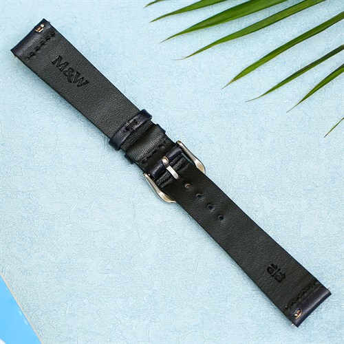 Dây da tổng hợp đồng hồ 18mm DVM2K3 Đen Màu Đen