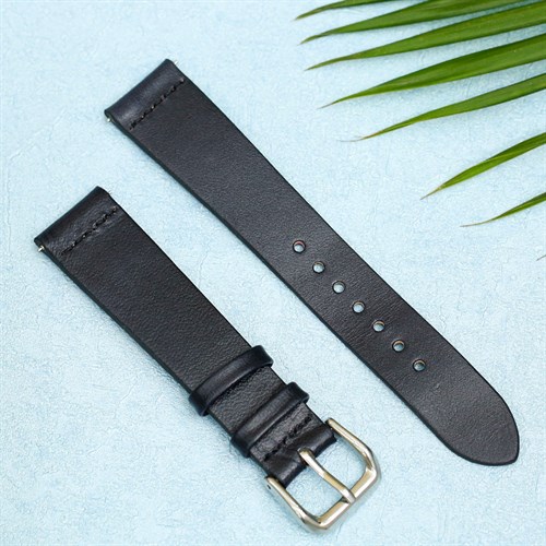 Dây da tổng hợp đồng hồ 18mm DVM2K3 Đen Màu Đen