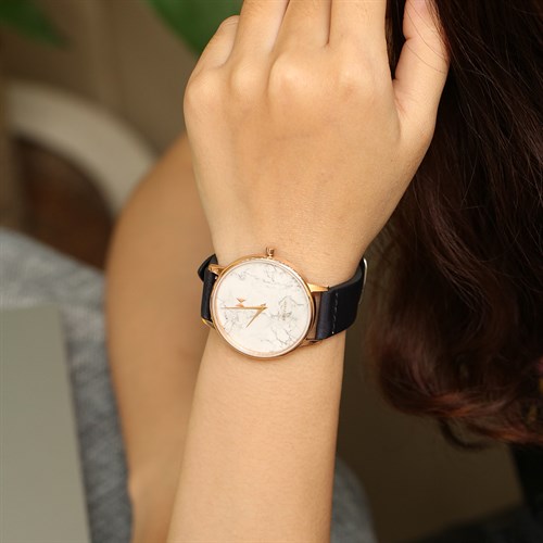 Dây da tổng hợp đồng hồ 18mm DVM2K3 Đen Màu Đen