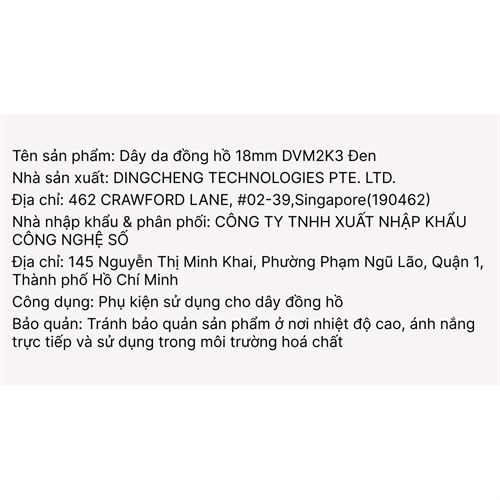 Dây da tổng hợp đồng hồ 18mm DVM2K3 Đen Màu Đen