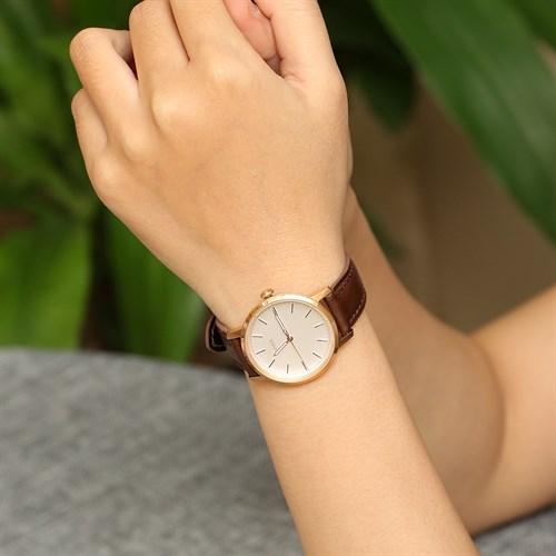 Dây da tổng hợp đồng hồ 16mm DVM6K1 Nâu Màu Nâu