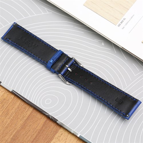 Dây da đồng hồ 22mm DVM6K1 Xanh dương Màu Xanh Dương