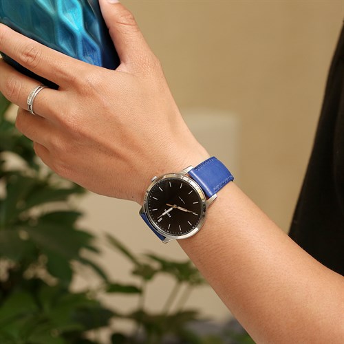 Dây da đồng hồ 22mm DVM6K1 Xanh dương Màu Xanh Dương