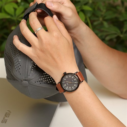 Dây da đồng hồ 20 mm nâu SAM1K3 Màu Nâu nhạt