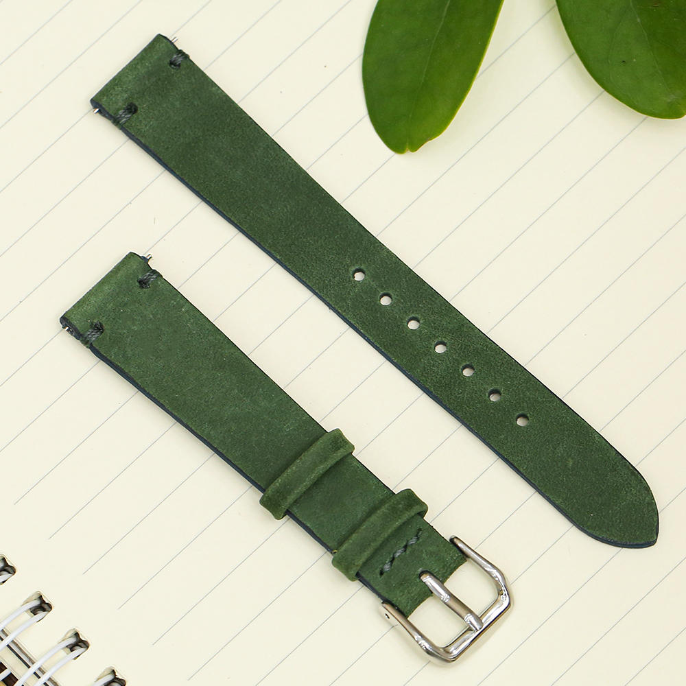 Dây da đồng hồ 16 mm xanh lá cây SAM1K5