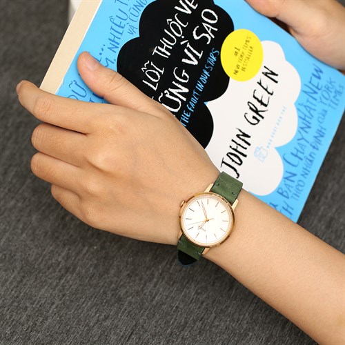 Dây da tổng hợp đồng hồ 16mm SAM1K5 Xanh lá Màu Xanh lá