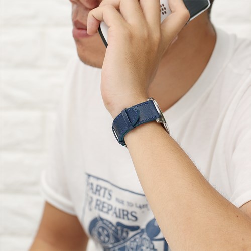 Dây da đồng hồ 22 mm xanh dương CKM1K1 Màu Xanh Dương