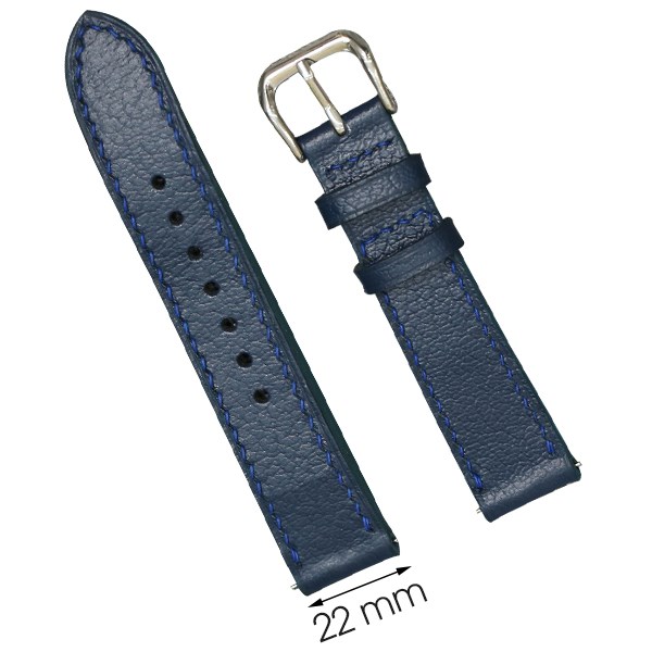 Dây da đồng hồ 22 mm xanh dương CKM1K1