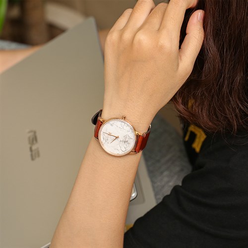 Dây da tổng hợp đồng hồ 18mm CKM1K6 Nâu Màu Nâu